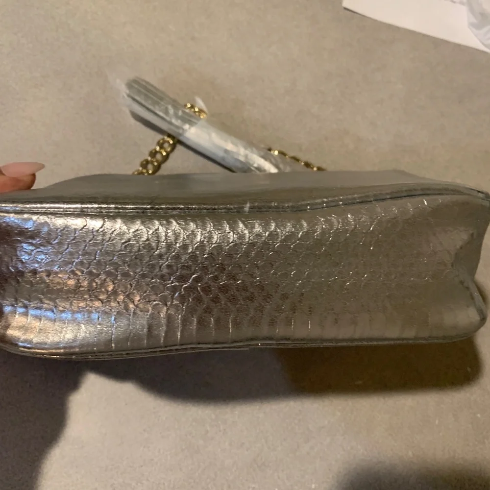 NWT Victoria’s Secret Silver /Gold Snakeprint Shoulder Bag